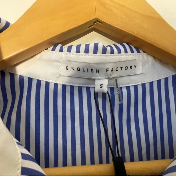 NWT English Factory Blouse Blue White Sleeveless Top Small Equestrian - Picture 4 of 10